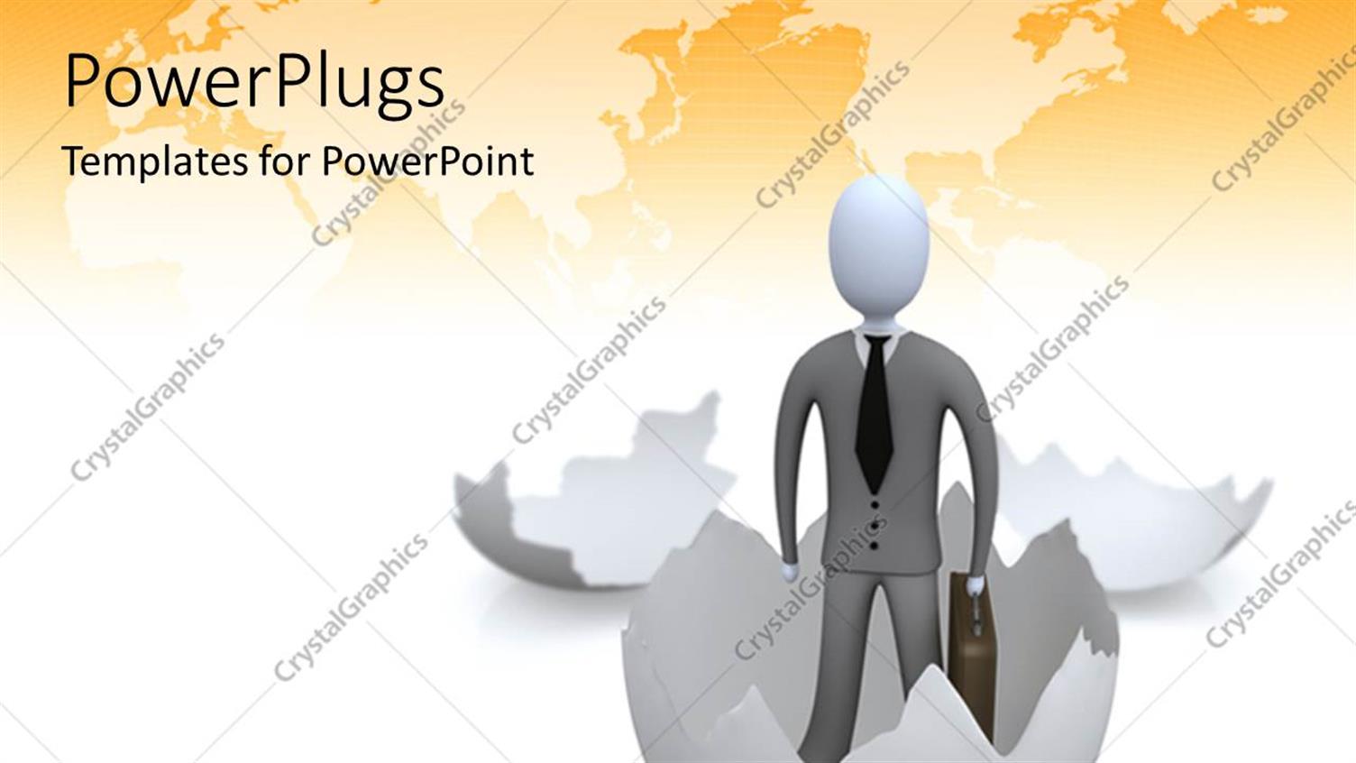 Featuring a Person Coming Out of an Egg with Map in the Background