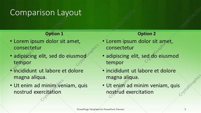 Comparison presentation slide layout