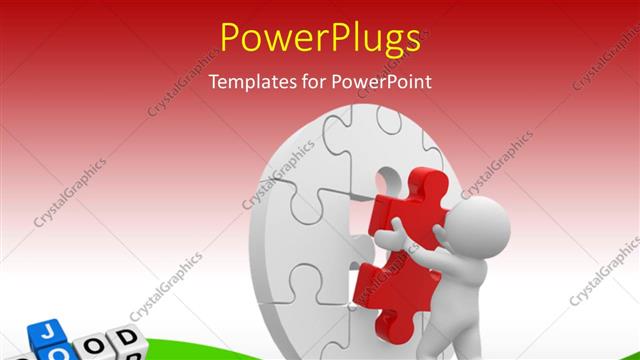  Presentation with job - A person completing a jigsaw puzzle with reddish background