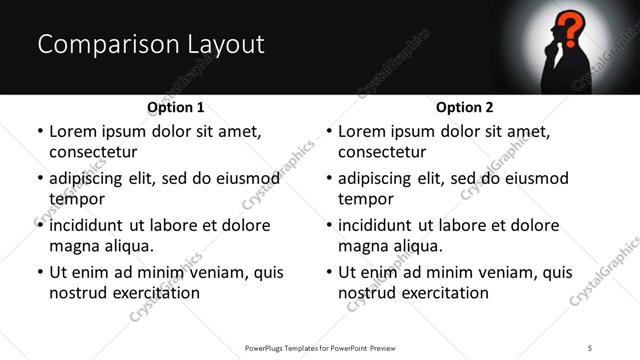 Comparison presentation slide layout