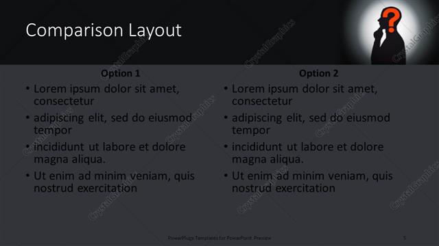 Comparison presentation slide layout