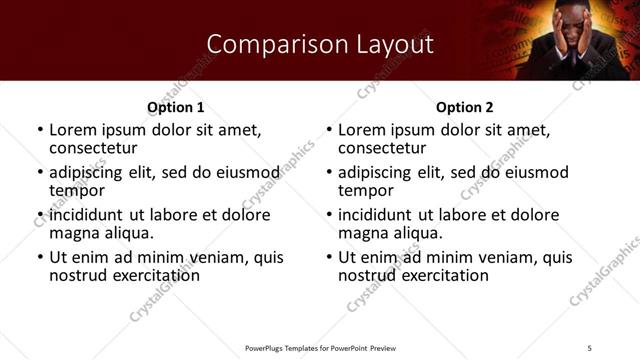 Comparison presentation slide layout