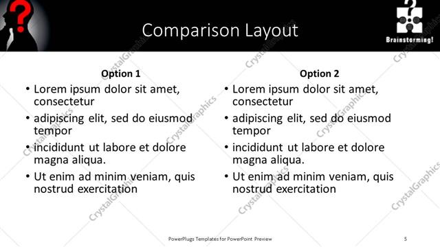 Comparison presentation slide layout