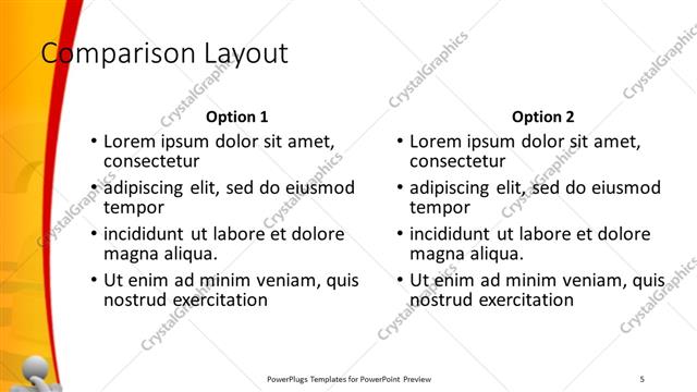 Comparison presentation slide layout