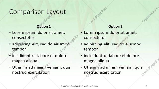 Comparison presentation slide layout