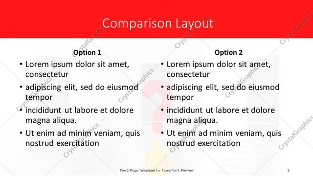 Comparison presentation slide layout