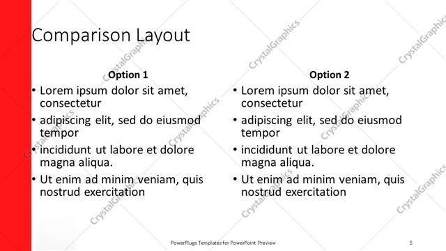 Comparison presentation slide layout