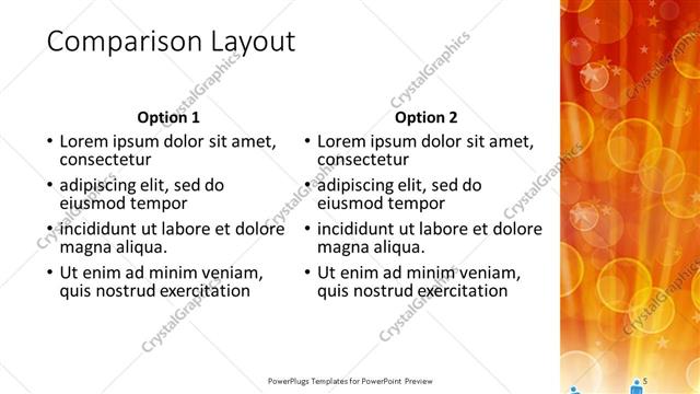 Comparison presentation slide layout