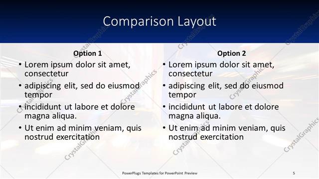 Comparison presentation slide layout