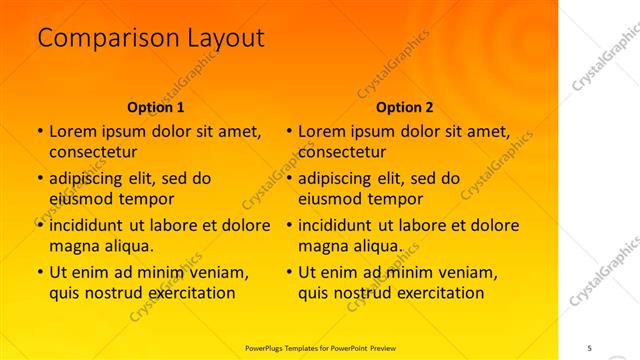 Comparison presentation slide layout