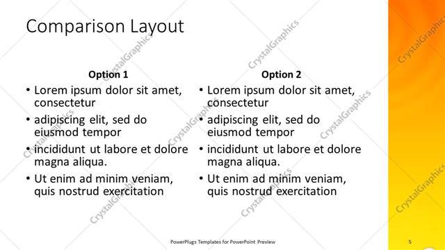 Comparison presentation slide layout