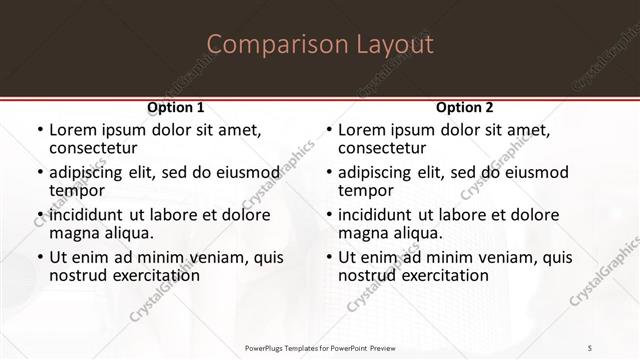 Comparison presentation slide layout
