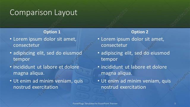Comparison presentation slide layout