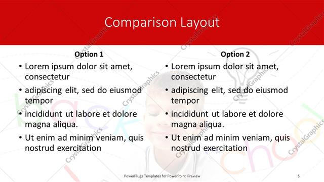 Comparison presentation slide layout