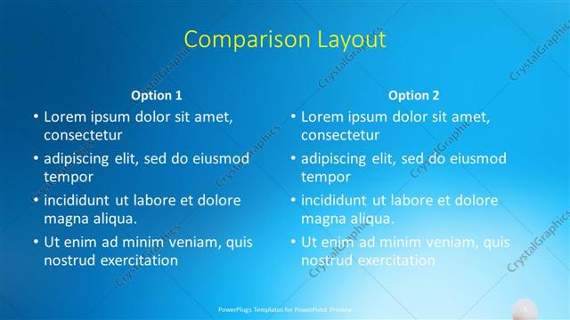 Comparison presentation slide layout