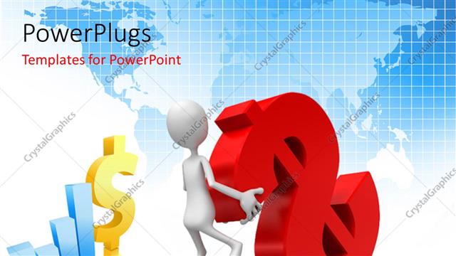  Presentation with dollar sign - A person with a dollar sign and map in the background