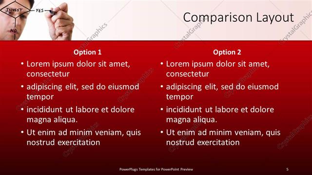 Comparison presentation slide layout