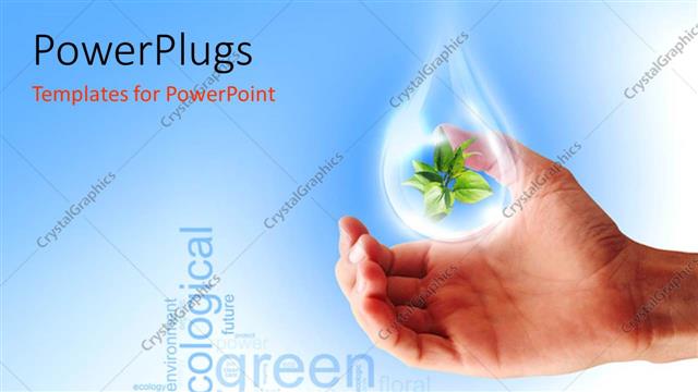  Presentation with drop - A person with a drop of water and bluish background