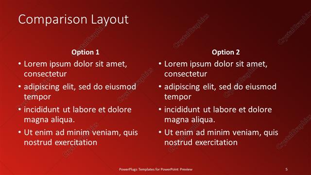 Comparison presentation slide layout