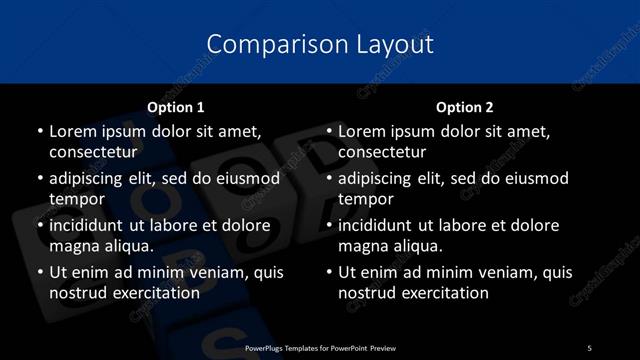 Comparison presentation slide layout
