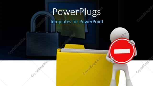  Presentation with file folder - A person with a file folder and lock in background