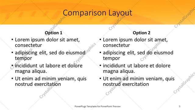 Comparison presentation slide layout