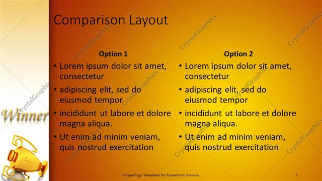 Comparison presentation slide layout