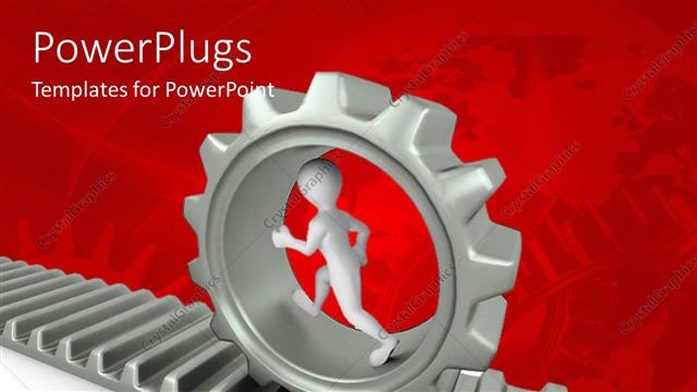  Presentation with gear - A person in a gear with reddish background
