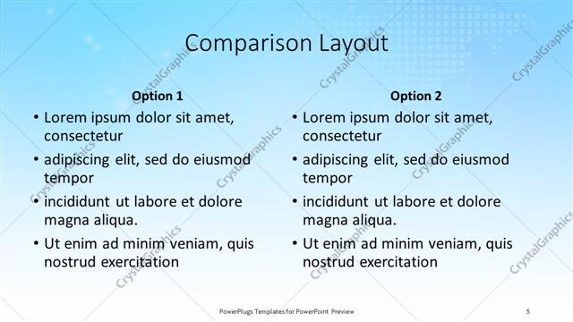 Comparison presentation slide layout