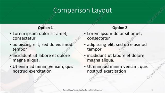 Comparison presentation slide layout