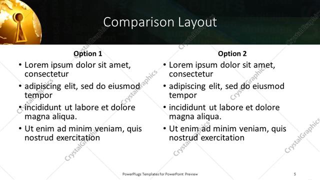 Comparison presentation slide layout