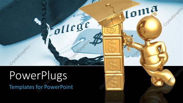  Presentation with future education - A person with a graduation cap and place for text