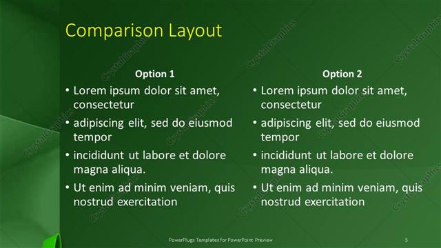 Comparison presentation slide layout
