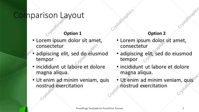 Comparison presentation slide layout