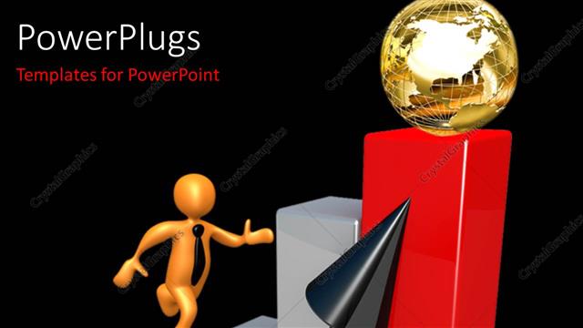  Presentation with obstacles - A person with the growth bar and a golden globe at the end