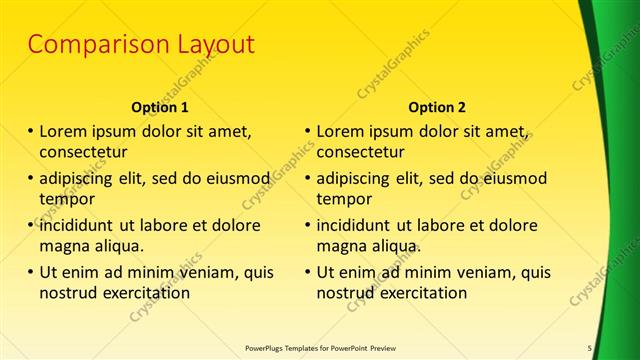 Comparison presentation slide layout