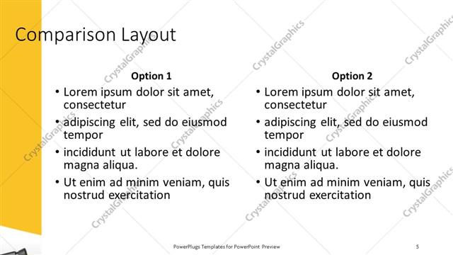 Comparison presentation slide layout