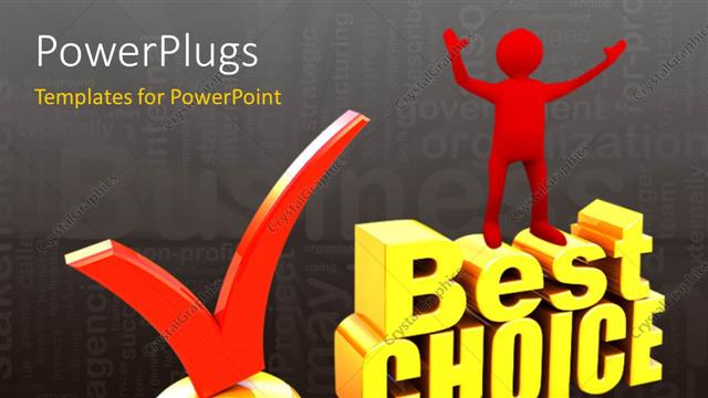  Presentation with choice - A person happy on the best choice with grayish background