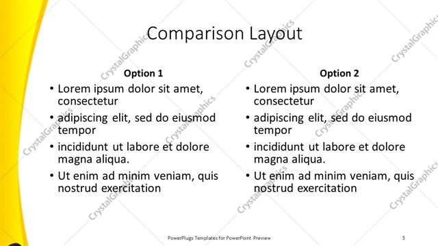 Comparison presentation slide layout