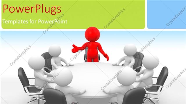  Presentation with conference table - A person heading the meeting with white background