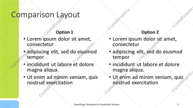 Comparison presentation slide layout