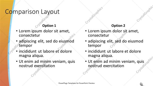 Comparison presentation slide layout