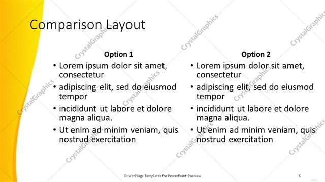 Comparison presentation slide layout