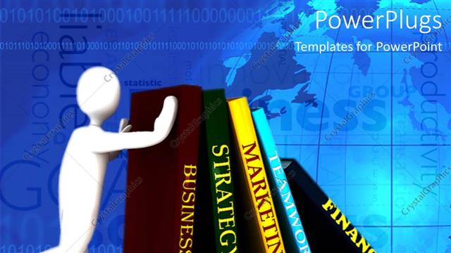  Presentation with business book - A person holding the books and map in the background