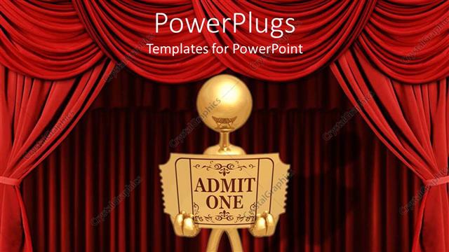  Presentation with ticket - A person holding a card with stage in the background