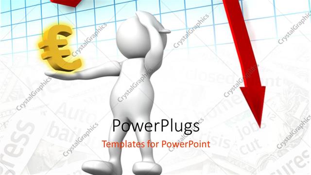  Presentation with fall - A person holding the currency sign with a graph in the background