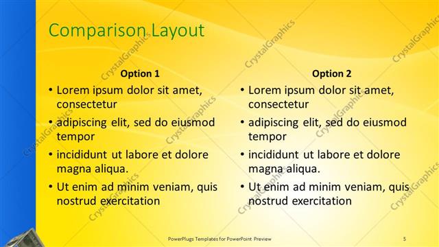 Comparison presentation slide layout