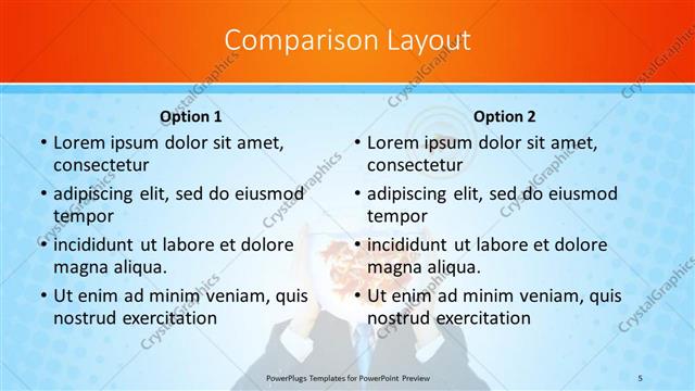 Comparison presentation slide layout