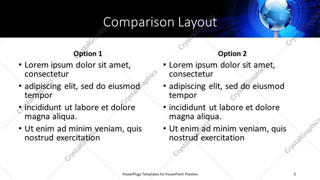 Comparison presentation slide layout