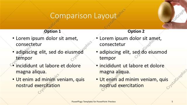 Comparison presentation slide layout
